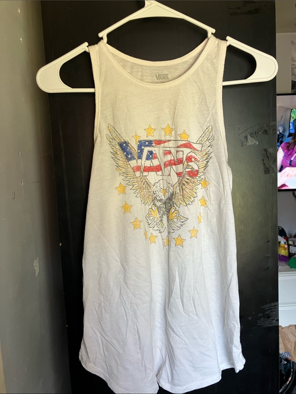 Vans White Graphic Eagle Tank with Stars